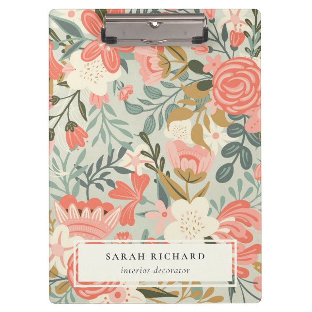 Pranchetas Laranja Azul, Azul, Lace Verde, Ambrosia Floral (Frente)