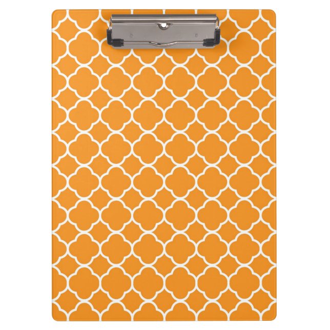 Pranchetas Laranja Préppy Quatrefoil (Frente)