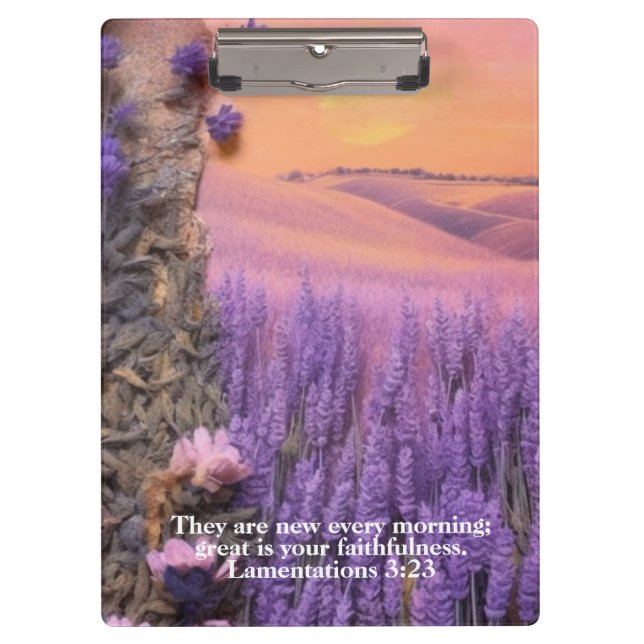 Pranchetas Lavender Clipboard Lamentations 3:23 (Frente)