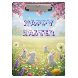 Pranchetas Lavender Easter Cute White Bunny Floral Spring 