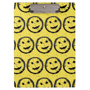 Pranchetas Legal Sleep Happy Smiling padrão facial amarelo