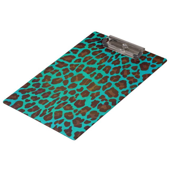 Pranchetas Leopard Brown e Teal Impressão (Inclinado)
