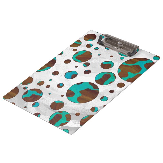 Pranchetas Leopard Brown e Teal PrintPolka Pontos (Inclinado)