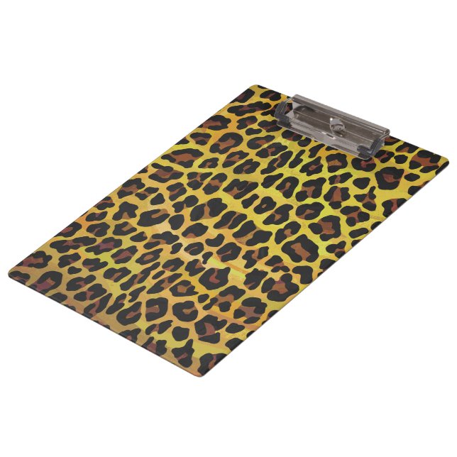 Pranchetas Leopardo Castanho e Impressão Amarelo (Inclinado)