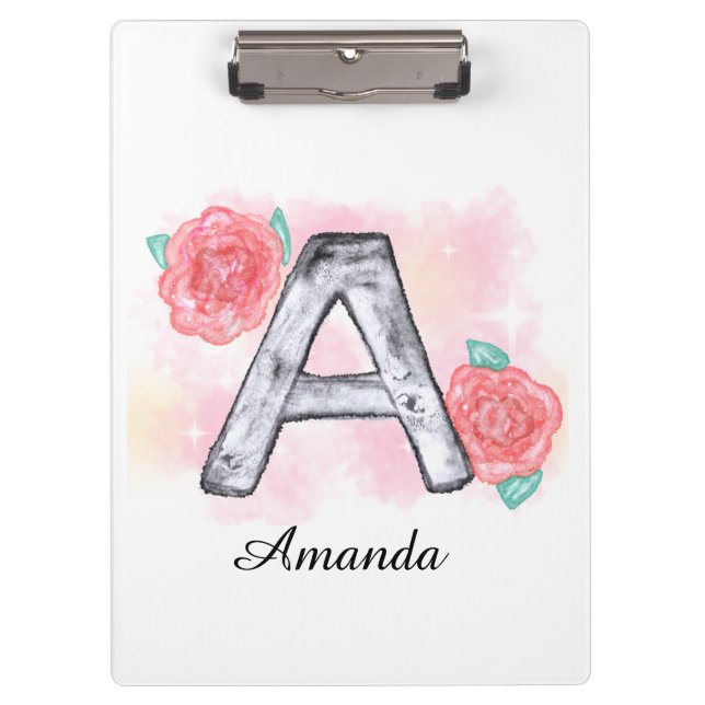 Pranchetas Letra Floral A de Aquarela (Frente)