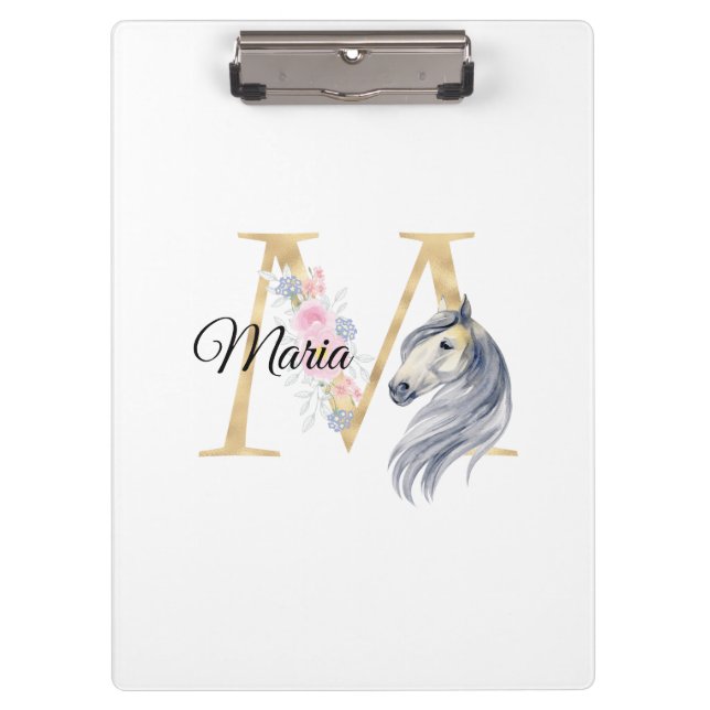 Pranchetas Letra M personalizada monograma com cavalo  (Frente)