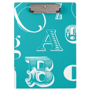 Pranchetas Letras Decorativas em Fundo Azul
