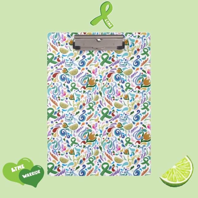 Pranchetas Licença, Fita Verde, Limão, Área de Transferência  (Lyme Disease, Green Ribbon Lyme, Lime, Awareness Office or Campaign Clipboard #lymedisease #lyme)