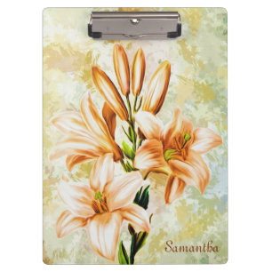 Pranchetas Lily Flowers Elegante Adicionar Seu Nome
