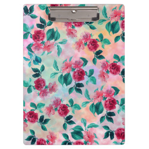 Pranchetas Linda cor-de-água romântica rosa padrão floral