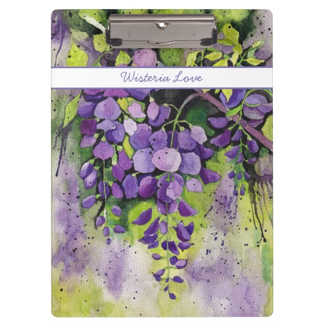 Pranchetas Lindas Flores De Wisteria Em Aquarela (Frente)