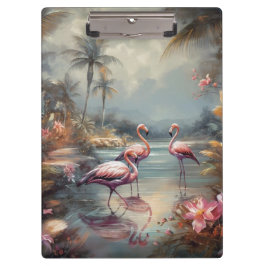 Pranchetas lindos flamingos de pintura botânica de vintagem