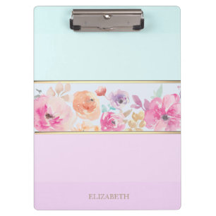 Pranchetas Listras da Moda,Flores em Aquarela - Personalizado