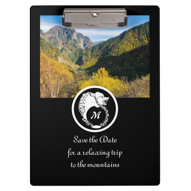 Pranchetas Lobo Branco da Neve Silhouette Laurel Monograma Fo (Frente)