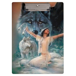 Pranchetas Lobos Nativos Americanos e Apanhador de Sonhos