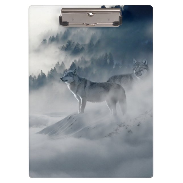 Pranchetas Lobos numa paisagem de inverno (Frente)