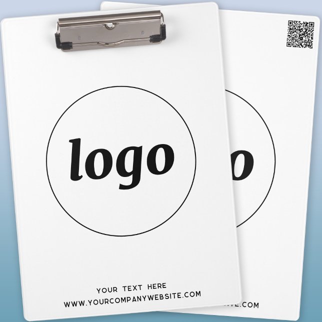 Pranchetas Logotipo com a Área de Transferência Comercial de  (Logo QR code and custom text business promotional clipboard)