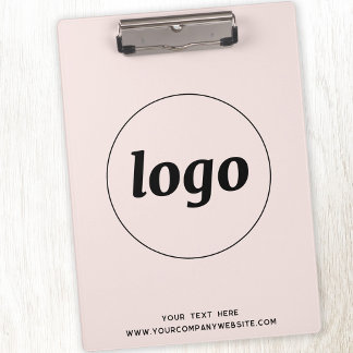 Pranchetas Logotipo com texto cor-de-rosa