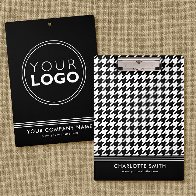 Pranchetas Logotipo da empresa Houndstooth Black White Busine (Criador carregado)