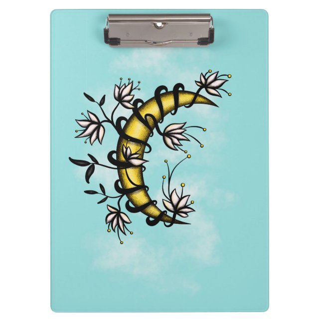 Pranchetas Lua Witchy Em Flores Wiccan (Frente)