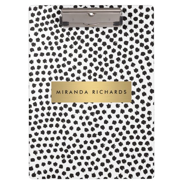 Pranchetas Luxe Black Confetti Pontos II com Bar Dourado (Frente)