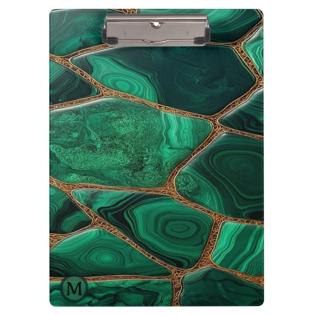Pranchetas Luxury Emerald Malachite Green Marble Abstract (Frente)