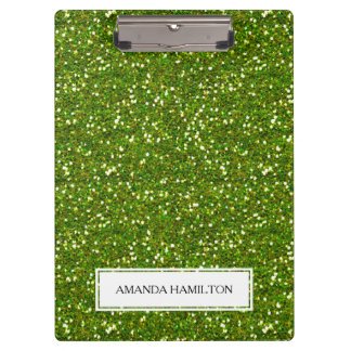 Pranchetas Luxury Green Greenery Glitter adiciona seu nome