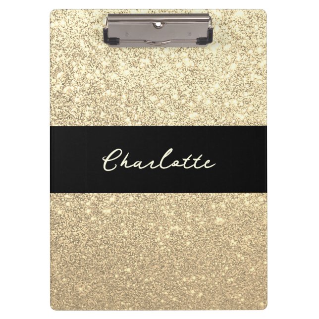 Pranchetas Luxury Sparkle Dourado Glitter Name (Frente)
