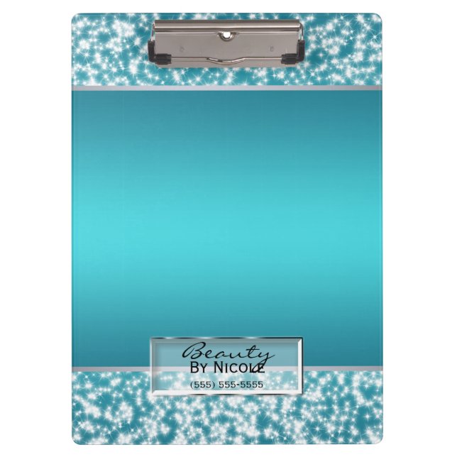Pranchetas Luzes Espumantes do Teal Aqua Sparkle Personalizad (Frente)