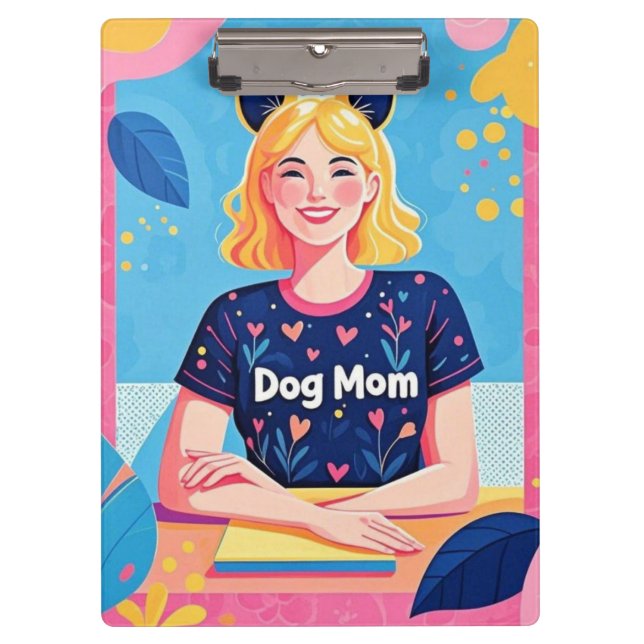 Pranchetas Mãe abstrato de cachorro rosa azul (Frente)