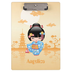 Pranchetas Maiko Kokeshi Doll Cute Geisha Girl Amarelo
