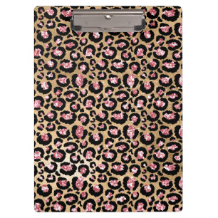 Pranchetas Manchas de leopardo em brilho cor-de-rosa claro e