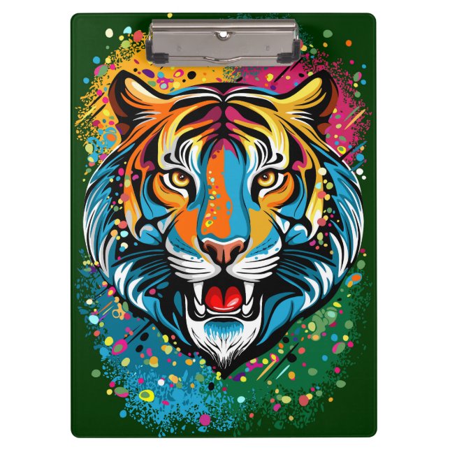 Pranchetas Manchas de tinta cores Arco-íris Cabeça de Tigre (Frente)