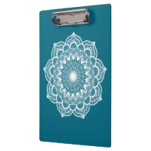 Mandala Branco em Fundo Azul