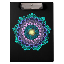 Pranchetas Mandala Colorido em Fundo Preto