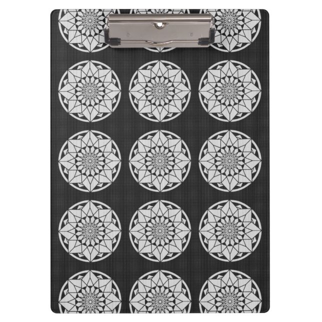 Pranchetas Mandala de Estrela tricô preto & branco (Frente)