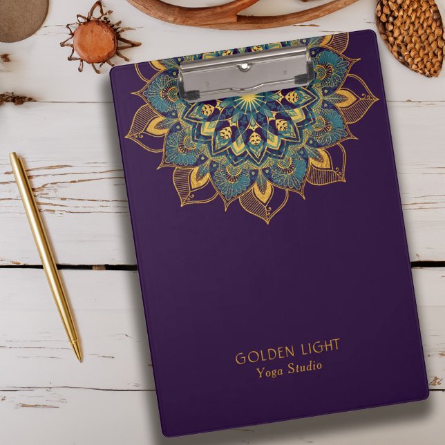 Pranchetas Mandala Dourado de Yoga (Yoga Gold Mandala Clipboard)