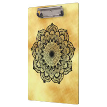 Mandala Preto em Fundo Dourado Suave