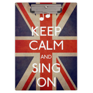 Pranchetas Mantenha a calma e cante-a em Union Jack