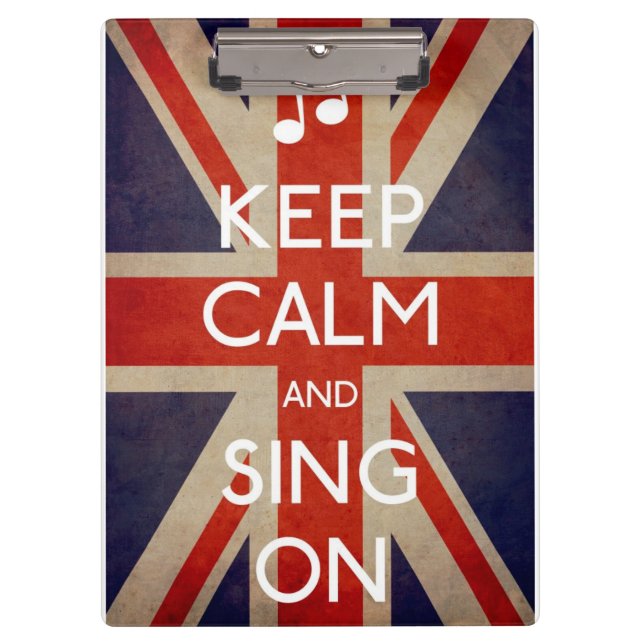 Pranchetas Mantenha a calma e cante-a em Union Jack (Frente)