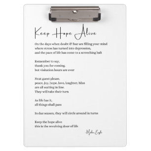 Pranchetas Mantenha a esperança viva de poster de poema inspi