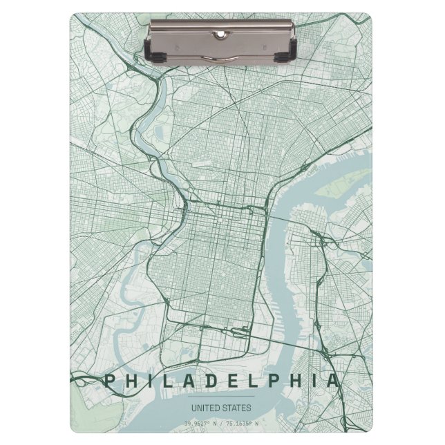 Pranchetas Mapa da Cidade de Filadélfia EUA Design Minimalist (Frente)