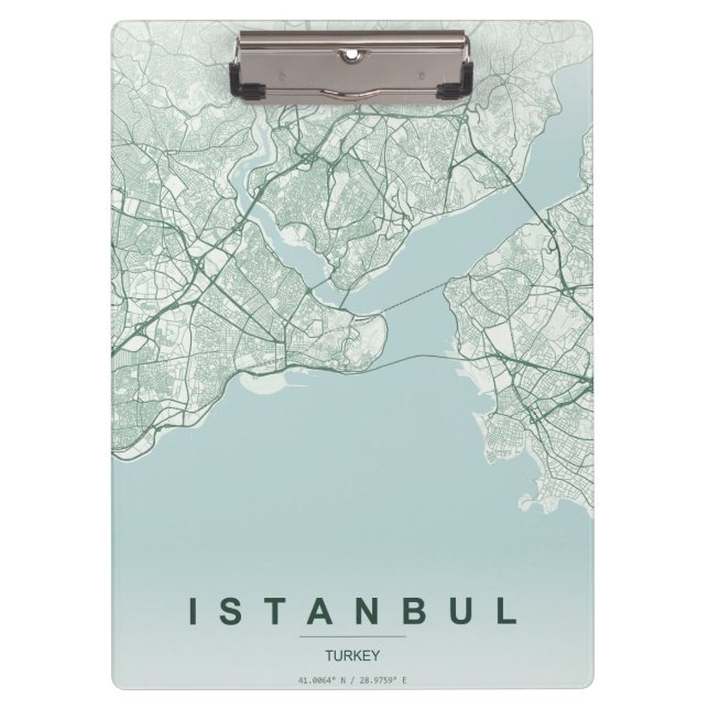 Pranchetas Mapa da Cidade de Istambul Turquia Design Minimali (Frente)