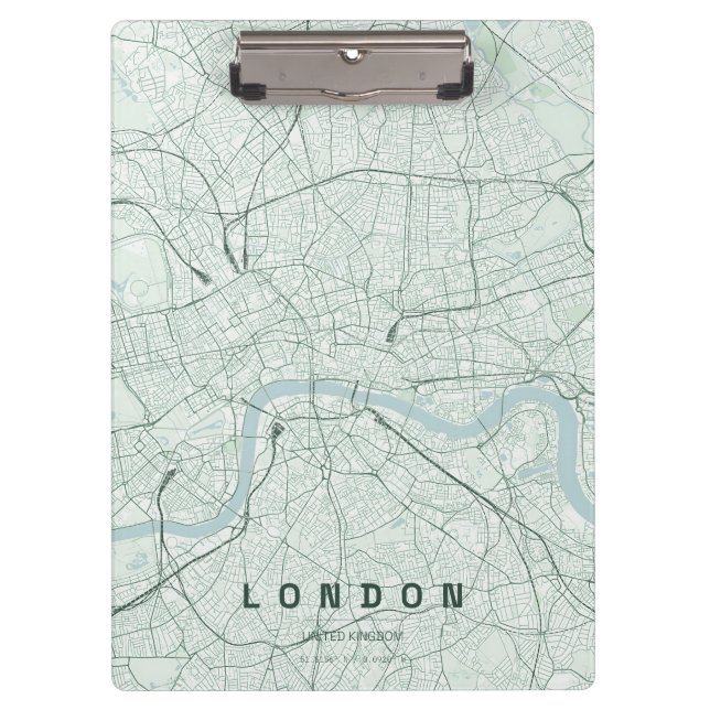 Pranchetas Mapa da Cidade de Londres Inglaterra Design Minima (Frente)