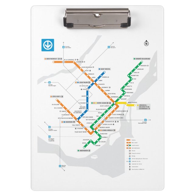 Pranchetas Mapa do metrô de Montreal do STM - Branco claro HD (Frente)