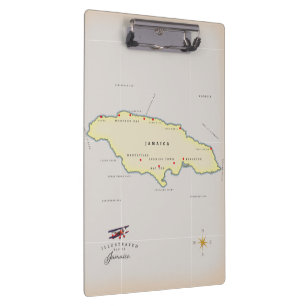 Pranchetas Mapa ilustrado da Jamaica.
