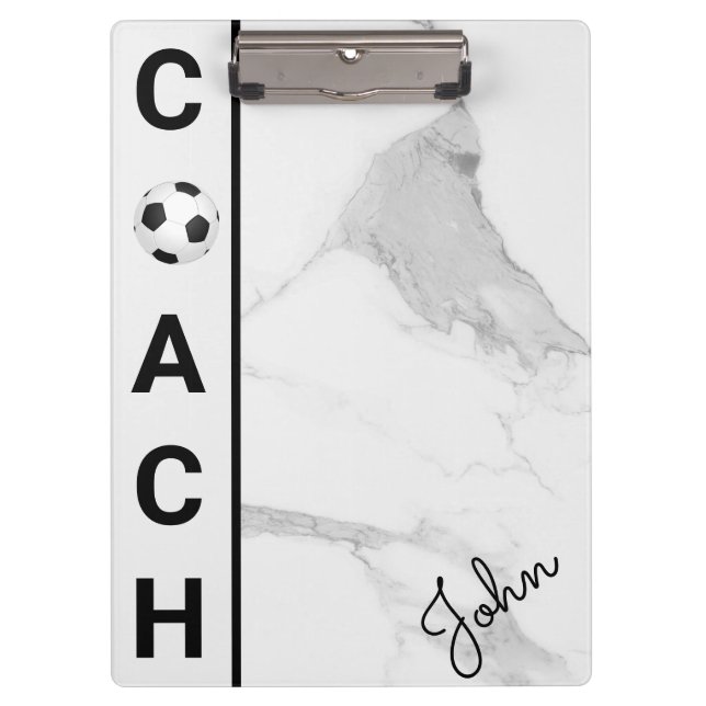 Pranchetas Marble Branco do Treinador de Futebol Personalizad (Frente)
