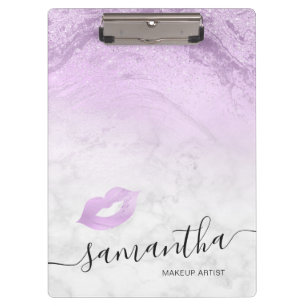 Pranchetas Marble makeup artista de lábios roxos elegantes
