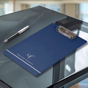 Pranchetas Marinho de monograma personalizado elegante azul