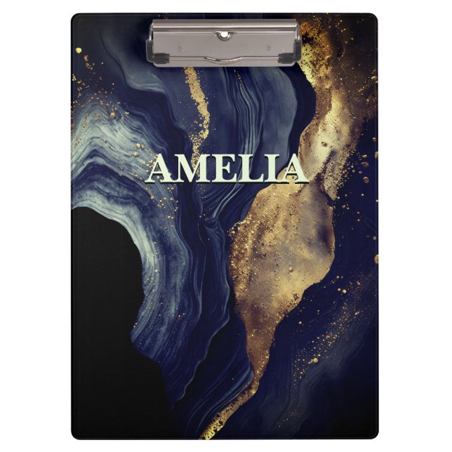 Pranchetas Marinho elegante, mármore-art, dourado falso (Frente)